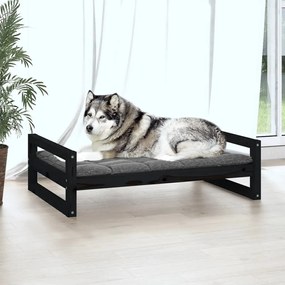 Cama para cães 105,5x75,5x28 cm madeira de pinho maciça preto