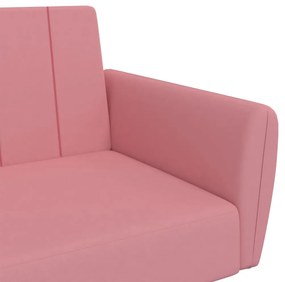 Sofá-cama de 2 lugares veludo rosa