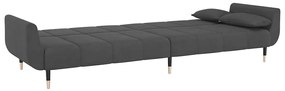 Sofá-cama 2 lugares com duas almofadas veludo cinzento-escuro