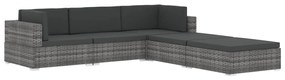 Cadeira de canto seccional c/ almofadões 1 pc vime PE preto