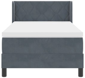 Cama Box Spring com Colchão VidaXL Cinza Escuro 90x200 cm Veludo