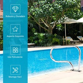 Conjunto de 2 Corrimãos de Piscina, 81 x 10 x 57 cm, em Aço Inoxidável SS304, Cinzento prateado