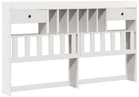 Cama com estante sem colchão 200x200 cm pinho maciço branco