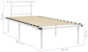Estrutura de cama metal 90x200 cm branco