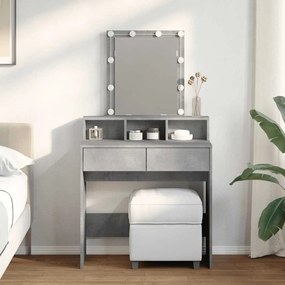 Toucador com LED 80x41x144,5 cm cinzento cimento