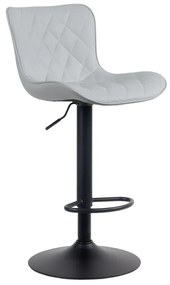 Banco de bar Emma em couro sintético e com estrutura preta 48 x 83-107 x 54 cm Cinzento