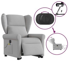 Poltrona elétrica elevatória massagens tecido cinzento-nublado
