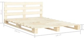 Estrutura de cama em paletes pinho maciço 140x200 cm