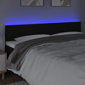 Cabeceira de cama c/ luzes LED tecido 200x5x78/88 cm preto