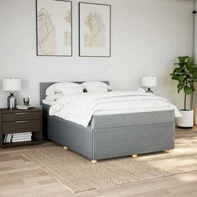 Cama com molas/colchão 160x200 cm tecido cinzento-claro