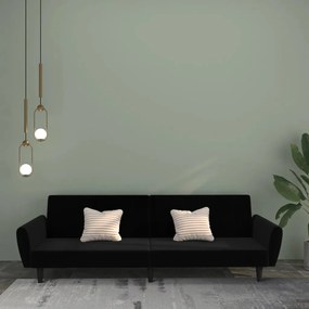 vidaXL Sofá-cama de 2 lugares veludo preto