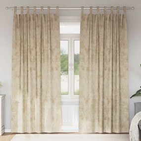 vidaXL Cortinas de Veludo com cortinas 2 pcs Creme 245 x 140 cm Veludo