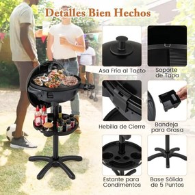 Grelhador elétrico exterior de 1200 W com placa de cozedura antiaderente de 2 zonas e temperatura ajustável Preto