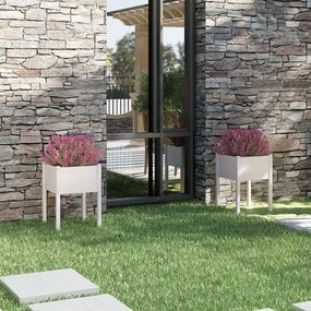vidaXL Vaso/floreira de jardim 2 pcs 50x50x70 cm pinho maciço branco