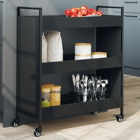 vidaXL Carrinho de cozinha 70x30x82 cm derivados de madeira preto