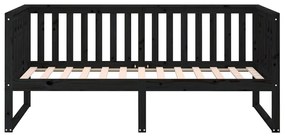 Sofá-cama 90x190 cm madeira de pinho maciça preto
