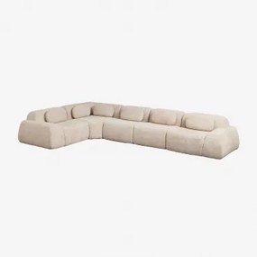 Sofá Modular De Canto Em Chenille De 5 Peças Embalado A Vácuo Mérida Chenille Grossa Bege Tapioca - Sklum