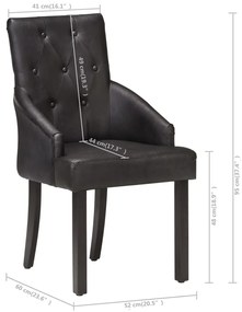 Cadeiras de jantar 4 pcs couro de cabra genuíno preto