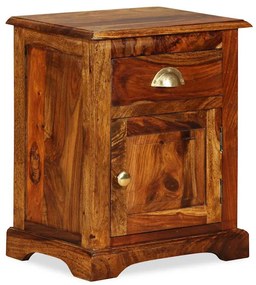 Mesa de cabeceira em madeira sólida de acácia 40x30x50 cm