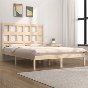 Estrutura de cama dupla 4FT6 135x190 cm madeira de pinho maciça