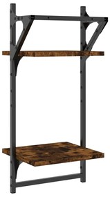 Estante 2 prateleiras c/ barras 2pcs 30x25x65cm carvalho sonoma