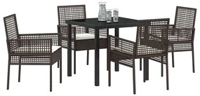 Conjunto de Jantar de Jardim 5 Peças com Almofadas Castanho Rattan Sin