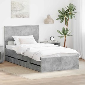 vidaXL Estrutura da Cama Cinzento 100 x 200 cm Madeira de Engenharia