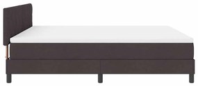Cama Box com Colchão &amp; LED Marrom Escuro 180x200 cm Tecido