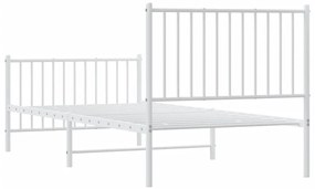 Estrutura de cama com cabeceira e pés 90x200 cm metal branco