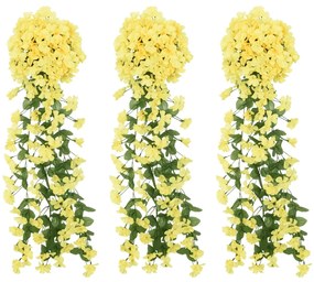 Grinaldas de flores de Natal 3 pcs 85 cm amarelo