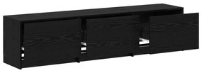 Armário de TV com LED Carvalho Preto 162.5x34x40 cm Madeira Engenheira