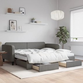 vidaXL Sofá-cama c/ gavetão/gavetas 100x200 cm tecido cinzento-escuro