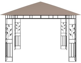 Gazebo c/ mosquiteiro e cordões luzes LED 3x3x2,73m cinza-acas.