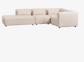 Sofá Modular De Canto Em L De 4 Peças Com Chaise Longue À Esquerda Fogler Tecido Pele De Borrego Bege Creme - Sklum