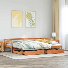 vidaXL Sofá-cama com gavetão e gavetas 80x200 cm madeira de pinho