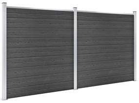 Conjunto de painel de vedação WPC 353x186 cm preto