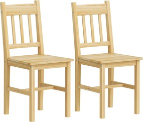 HOMCOM Conjunto de 2 Cadeiras de Sala de Jantar com Encosto de Ripas Estrutura de Madeira de Pinho 41x46,5x85,5 cm Madeira | Aosom Portugal