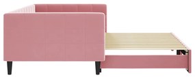 Sofá-cama com gavetão 100x200 cm veludo rosa