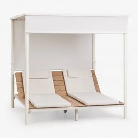 Cama Balinesa Reclinável Em Madeira De Acácia E Aço Sirka Gardénia Branco - Sklum
