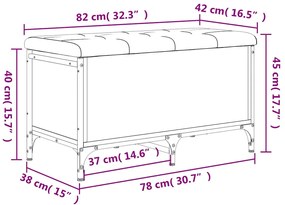 Banco de arrumação 82x42x45cm derivados madeira carvalho fumado
