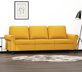 vidaXL Sofá de 3 lugares 180 cm veludo amarelo