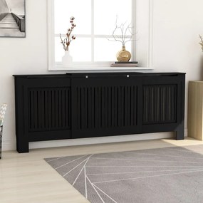 vidaXL Cobertura de radiador MDF 205 cm preto