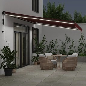 Toldo retrátil automático com luzes LED 600x300 cm bordô