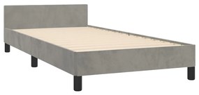 Estrutura de cama c/ cabeceira 90x190 cm veludo cinzento-claro