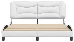 Estrutura cama c/ cabeceira 160x200 cm couro artificial branco