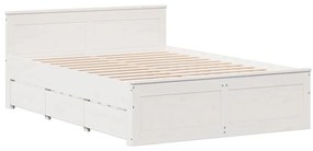 Cama com estante sem colchão 140x200 cm pinho maciço branco