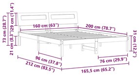 Estrutura da Cama com luzes de tira LED com cabeceira Branco 160 x 200