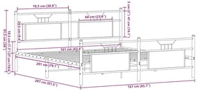 Estrutura cama sem colchão 160x200 cm metal carvalho castanho