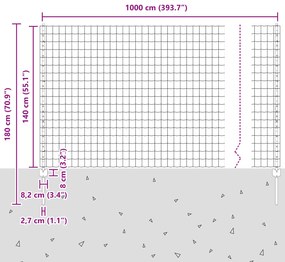 Cerca Euro com 10 Postes Cinza 1,4x10 m Aço