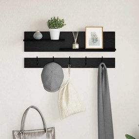 vidaXL Cabideiro de Parede Carvalho preto 90 x 15 x 36 cm